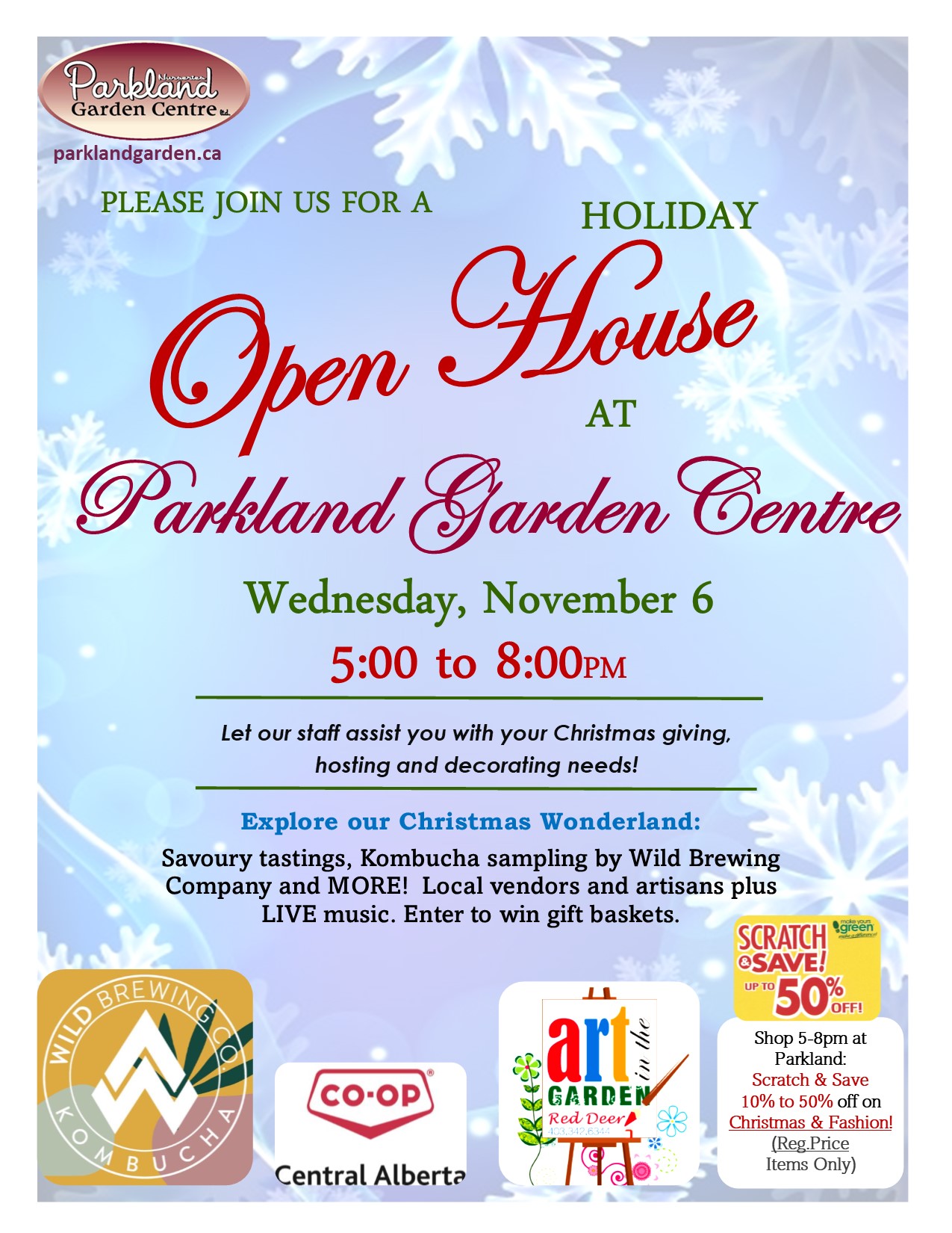 Holiday Open House at the Parkland garden Center poster