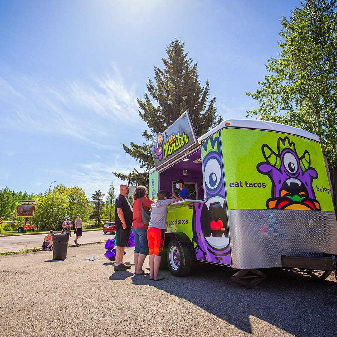 Image of Food truck on a beautiful summer day. 