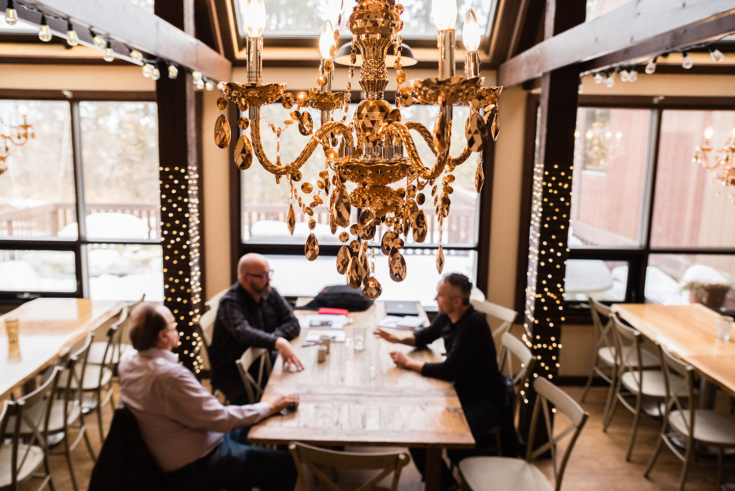 A group of people enjoying a meal at West Lake Grill. 