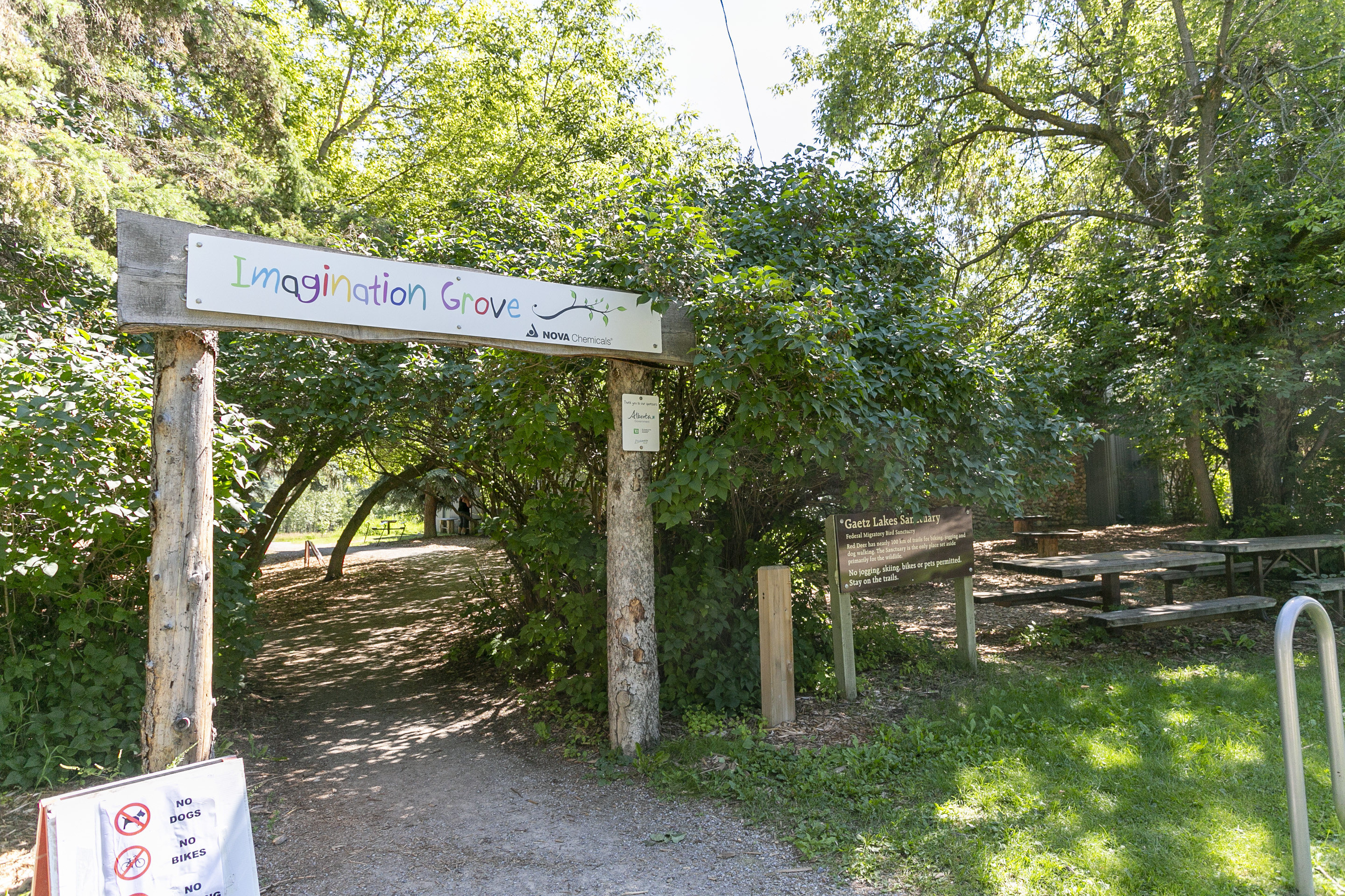 Image of a Kerry Wood Nature Centre sign and their playground