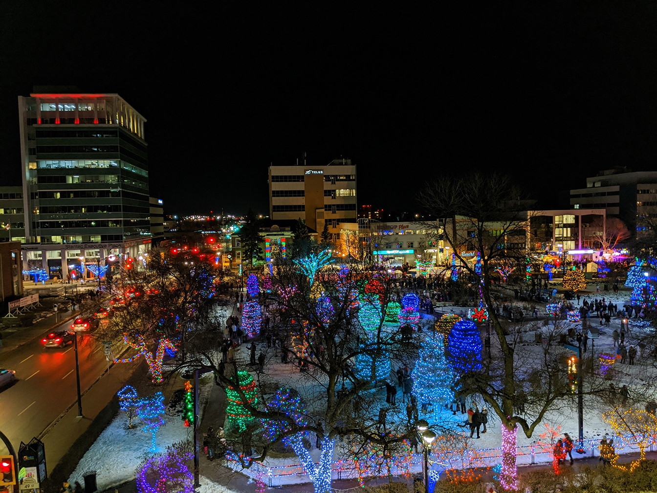 Image of downtown Red Deer lights