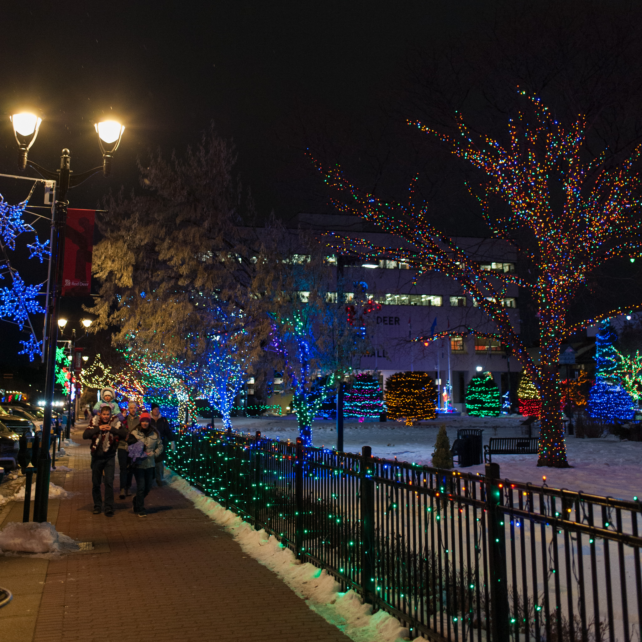 Image of city hall park at night 