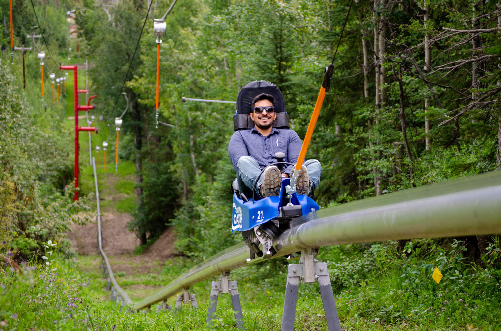 image of someone enjoying the Canyon Coaster 