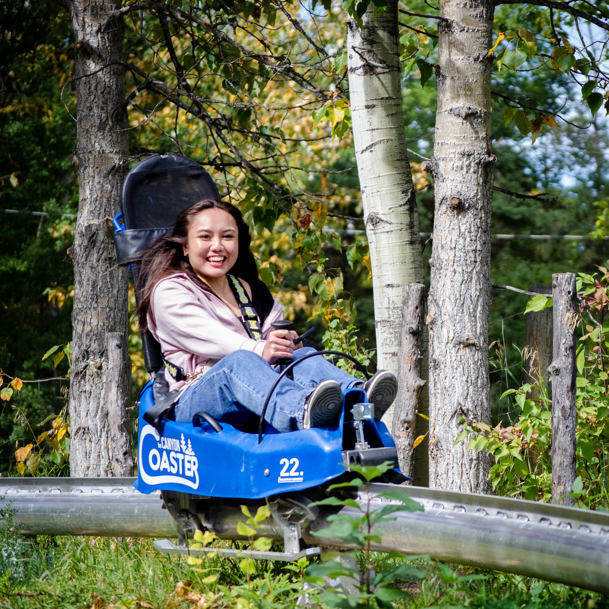 Image of a child riding the Canyon Coaster at Canyon Ski Resort